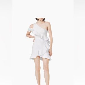 BCBG, White, One Shoulder, Ruffled Dress!